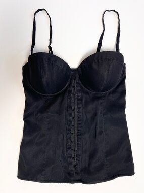 GUESS Black Satin Corset Bustier Top (Size S)